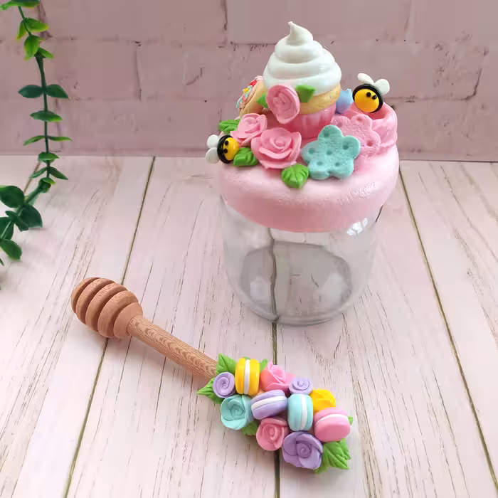 عسل خوری  بانکه شیشه ای   بانکه عسل  ظرف عسل  همراه قاشق عسل