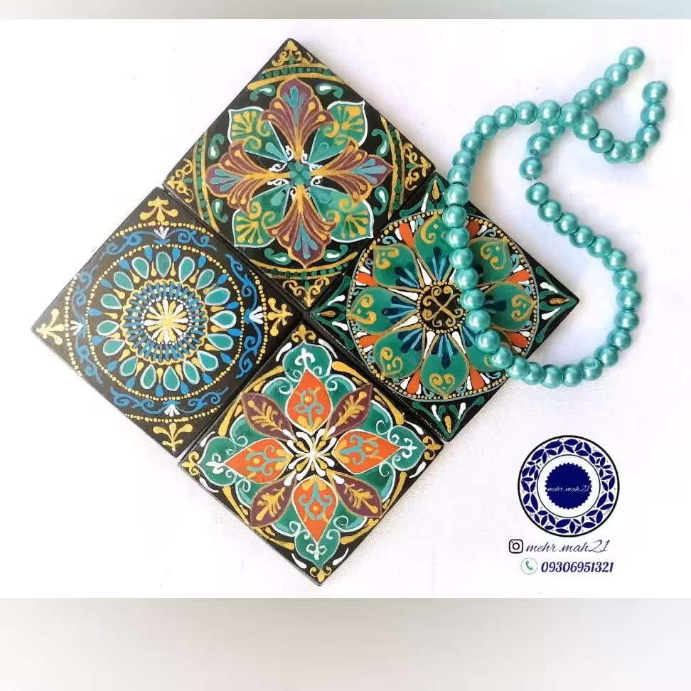 مگنت آهنربایی یخچالی  خشت  مربعی طرح کاشی 4تکه با هم (پس کرایه)