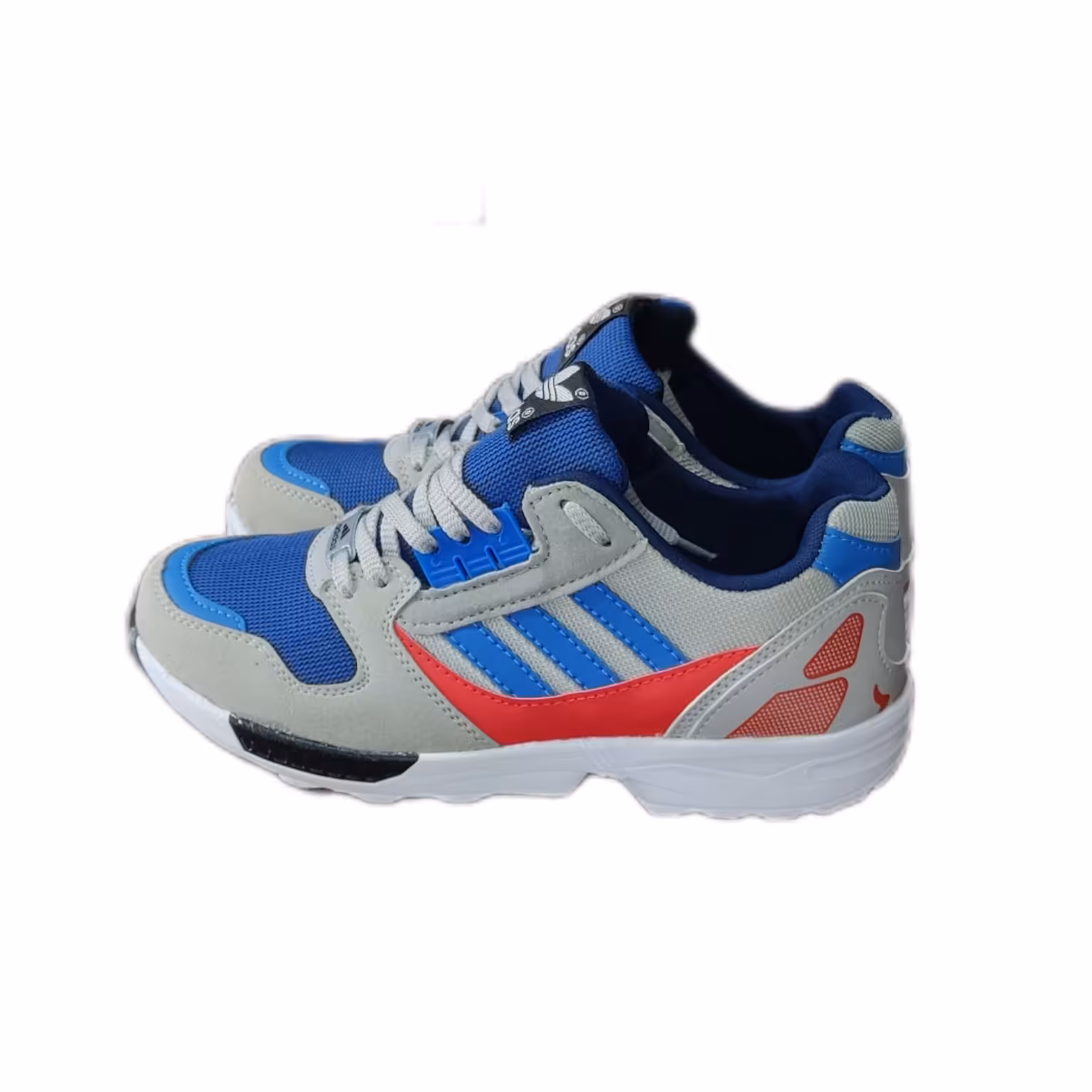 کفش راحتی مردانه و پسرانه 40تا43 طرح آدیداس زدیکس ورزشی و پیاده روی زیره بسیار نرم و فوق العاده سبک رنگ طوسی آبی قرمز