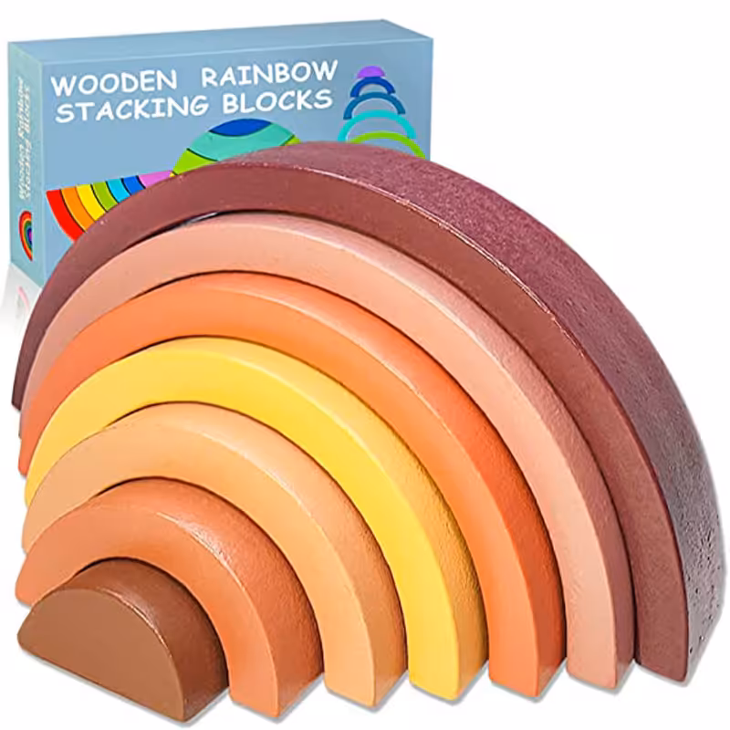 پازل رنگین کمان چوبی  سایز کوچک رنگ زرد قهوه ای کد P/QT07/B