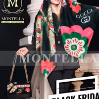 ست کیف پاسپورتی و روسری نخی درجه یک گل رز برند مونتلا (ارسال به سراسر کشور)