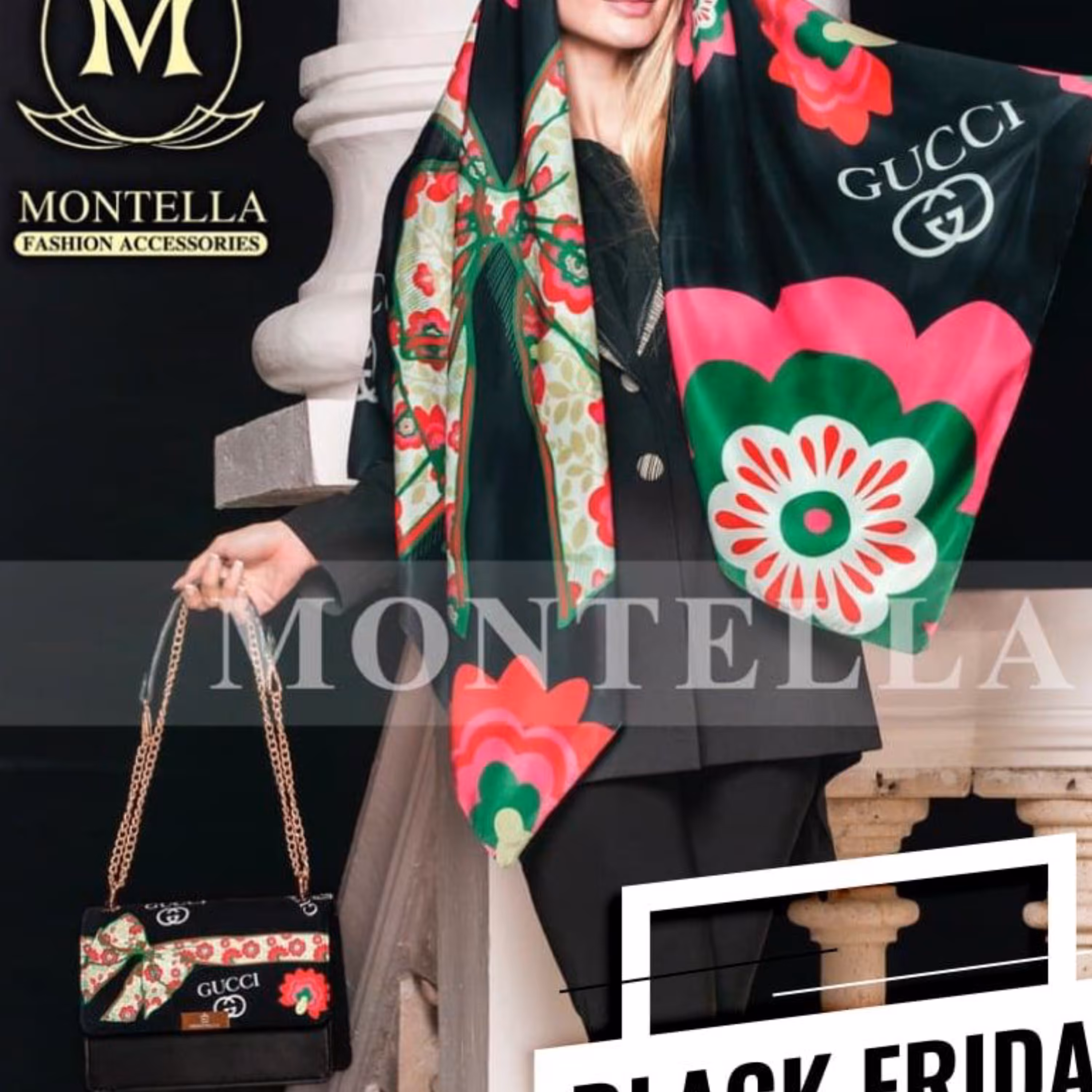 ست کیف پاسپورتی و روسری نخی درجه یک گل رز برند مونتلا (ارسال به سراسر کشور)