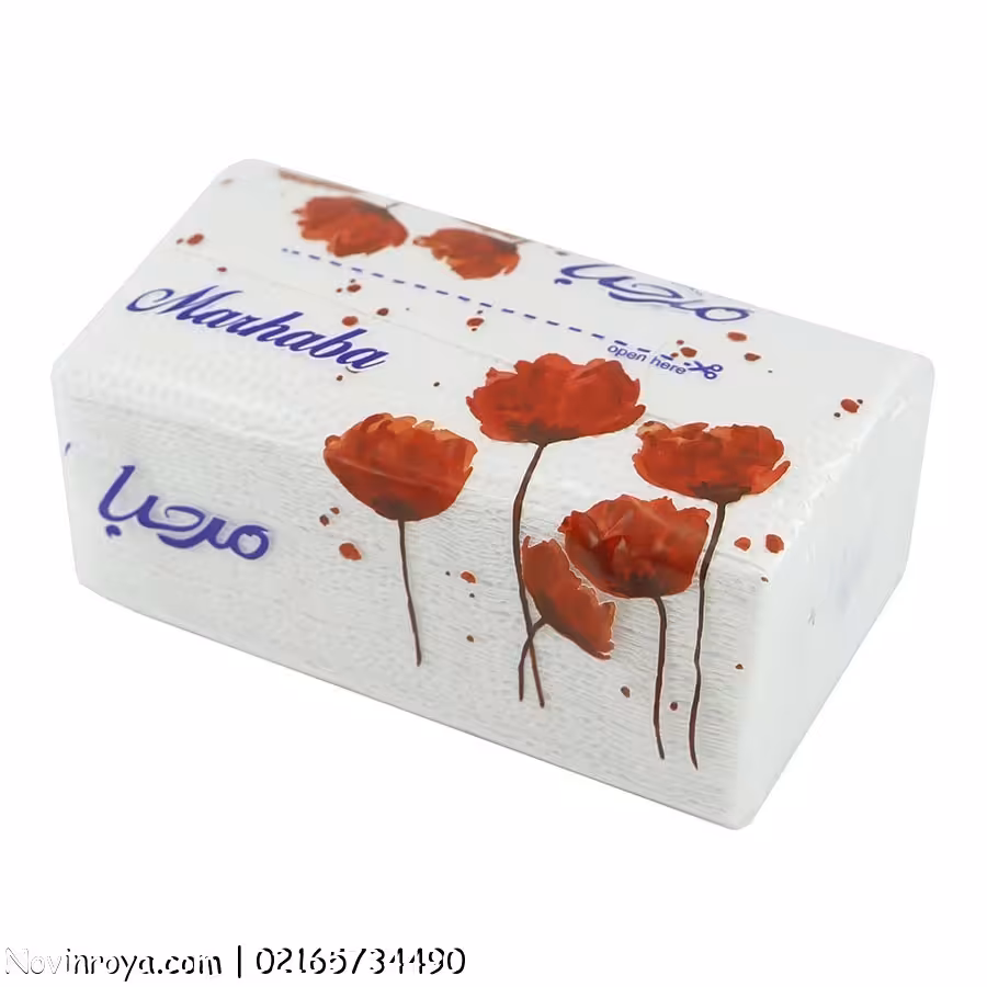 دستمال کاغذی 100 برگ مرحبا مدل Flower بسته 10 عددی