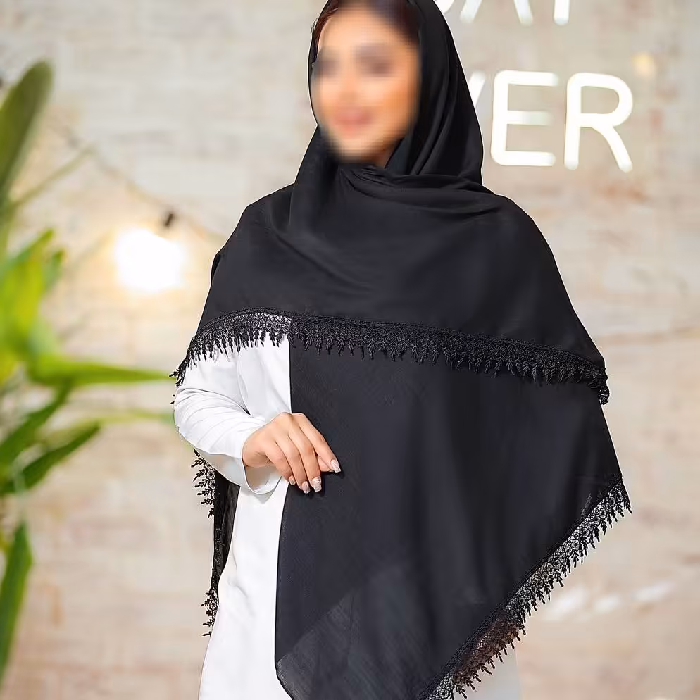 روسری مشکی نخی حاشیه دانتل