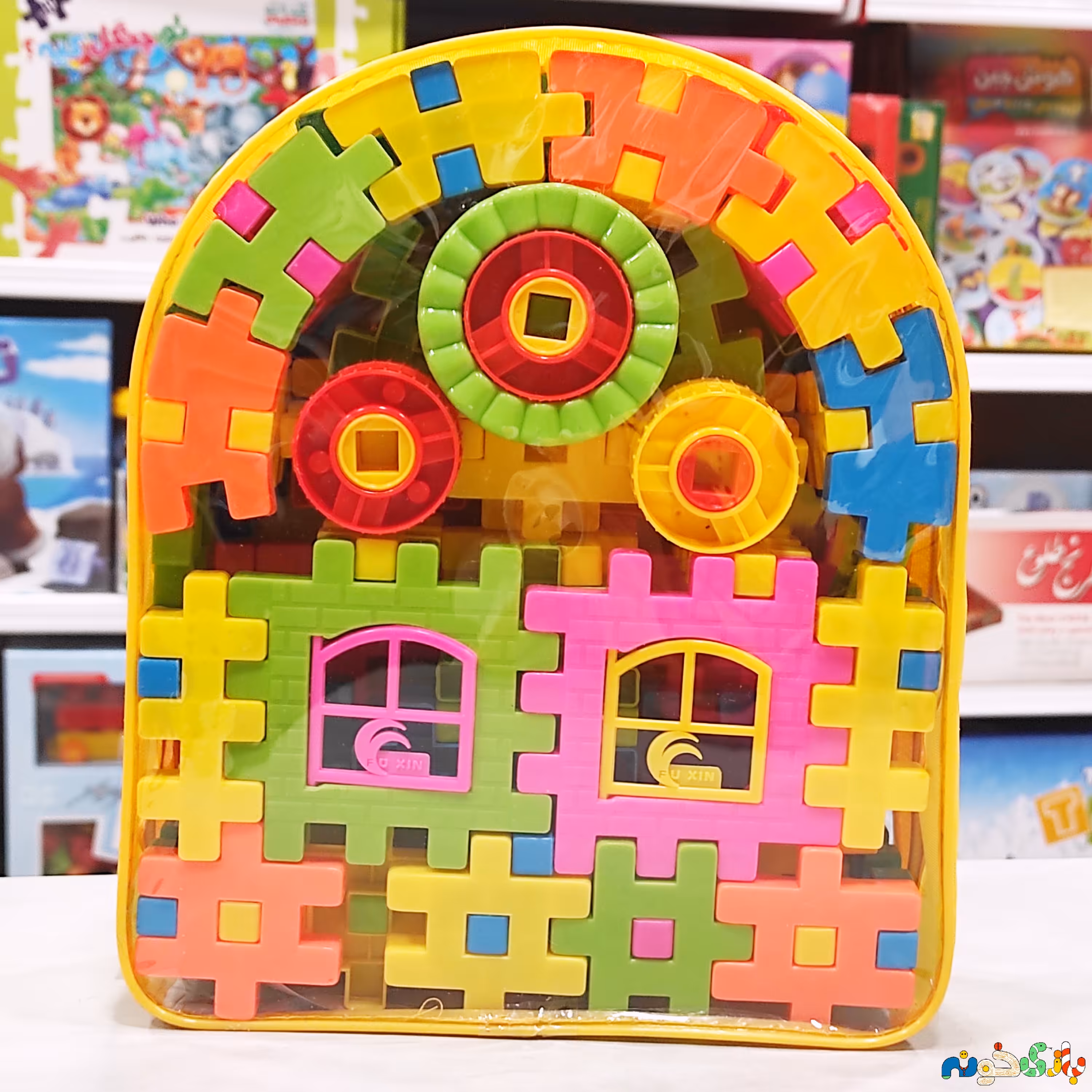 اسباب بازی بلوک های پنجره ای وارداتی چرخ دار 93 قطعه داخل کوله 