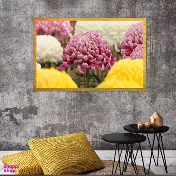 تابلو بکلیت طرح گل داوودی مدل قاب شاسی T-S8567