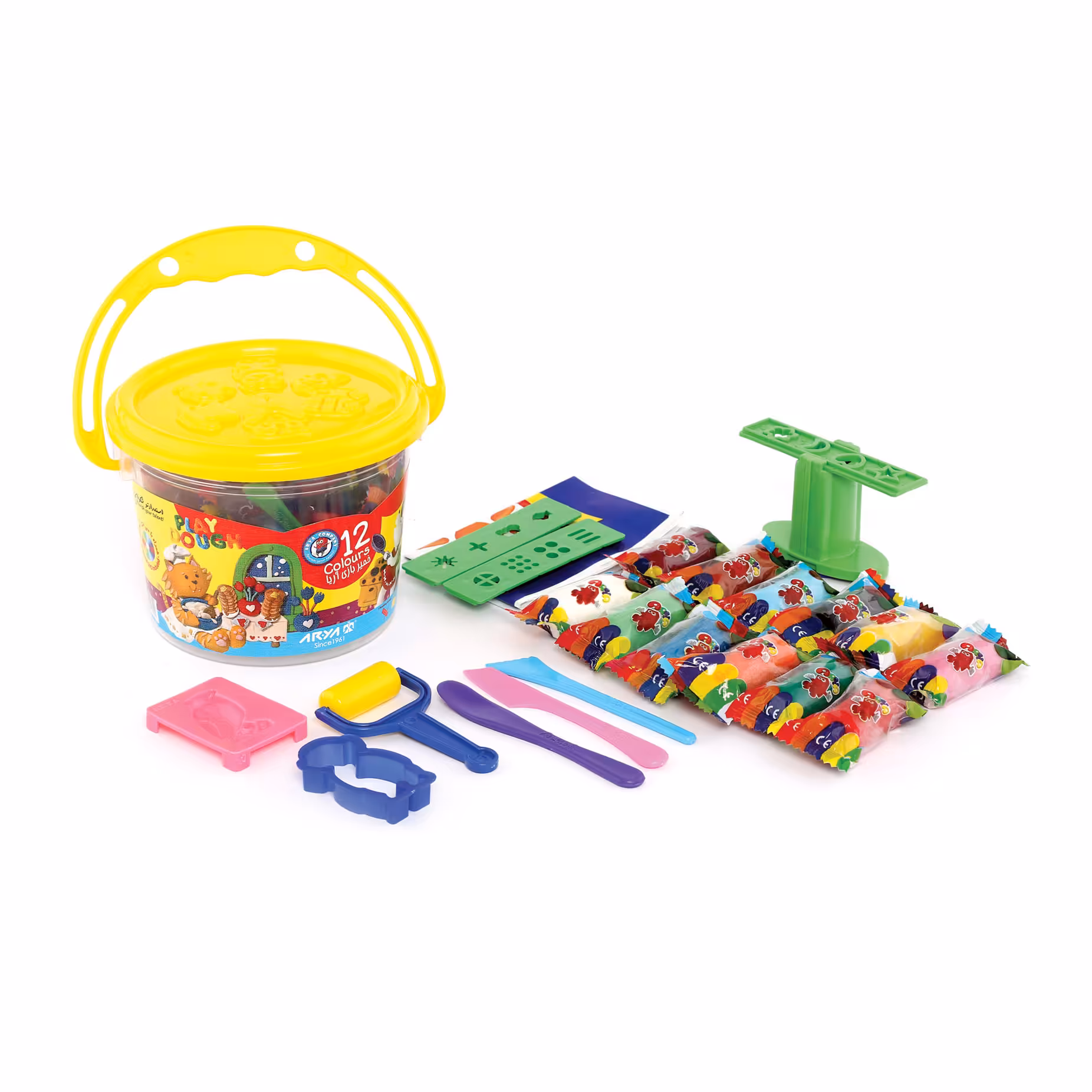 خمیربازی سطلی 12 رنگ آریا