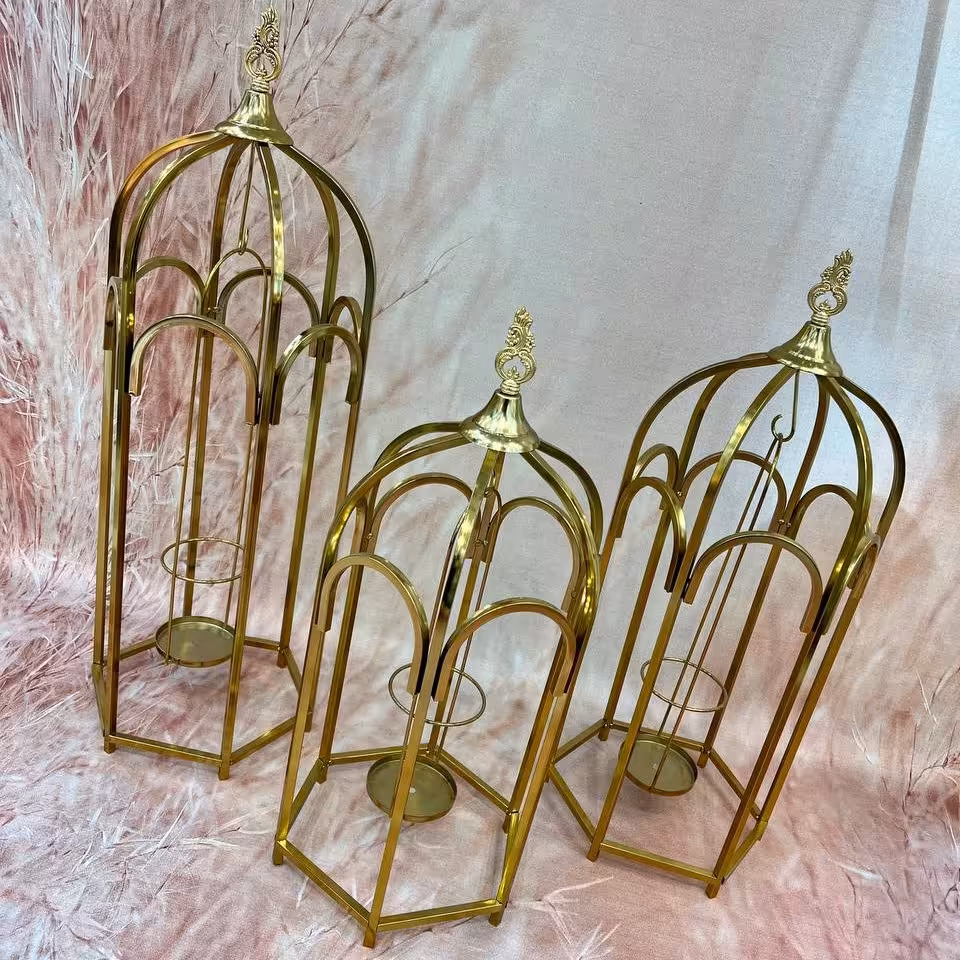 فانوس سه سایز 10 میل جنس فلز آبکاری پرداخت شده پس کرایه