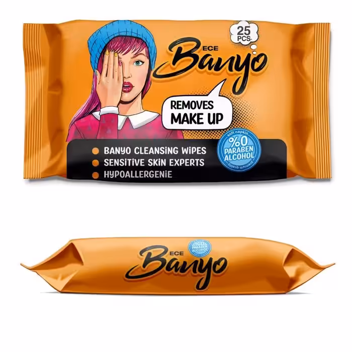 دستمال مرطوب بانیو مخصوص آرایش نارنجی بسته 25 عددی
