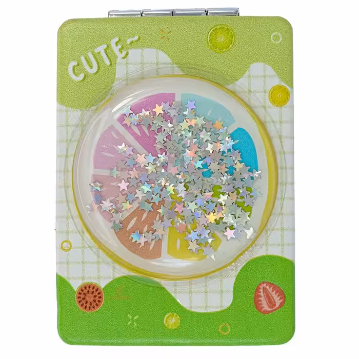 آینه مستطیلی جیبی (آرایشی) فانتزی طرح برجسته پرتقال 065