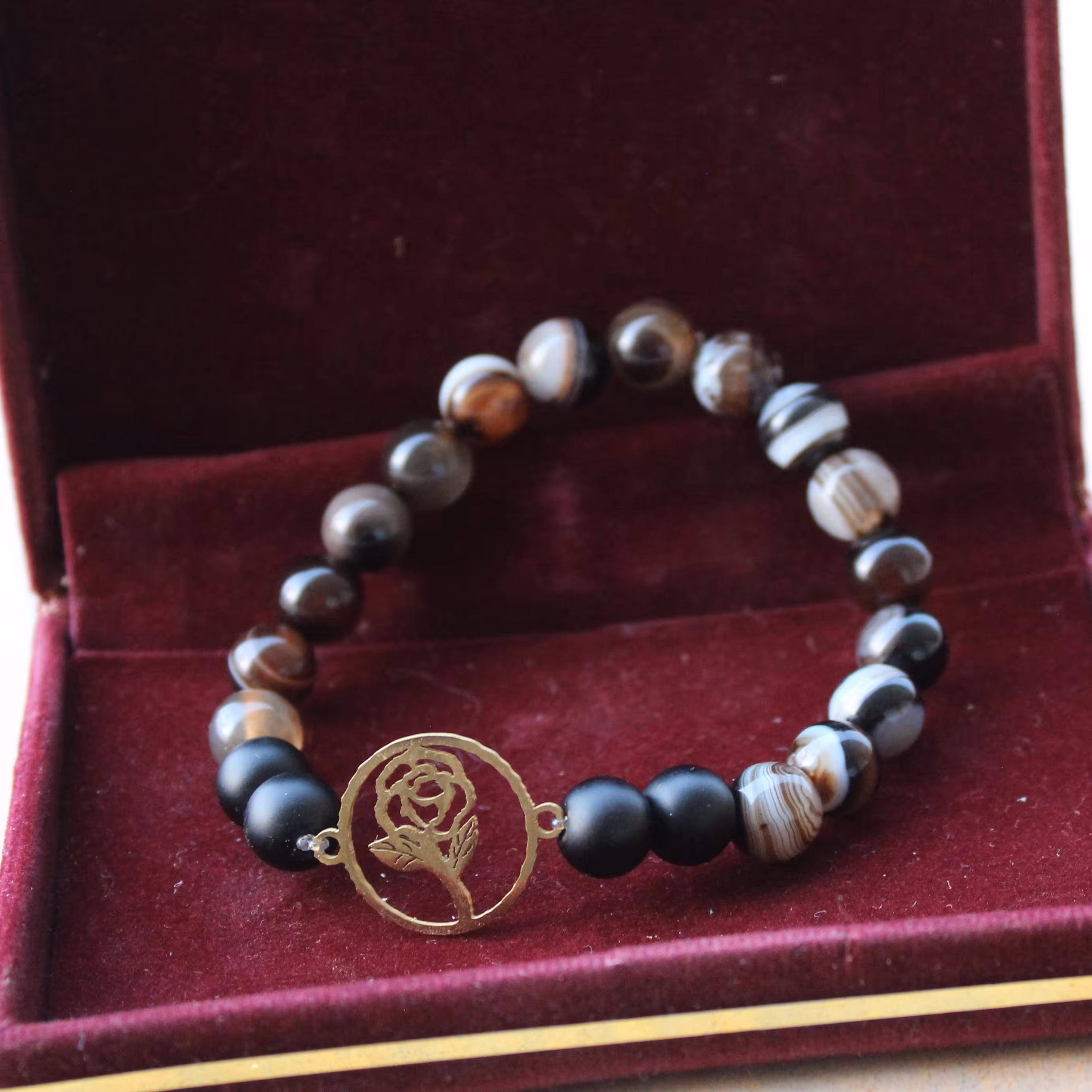 دستبند عقیق سلیمانی اصل و اونیکس مشکی