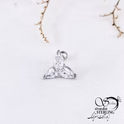 پیرسینگ گوش مثلث نگین دار کد 12285