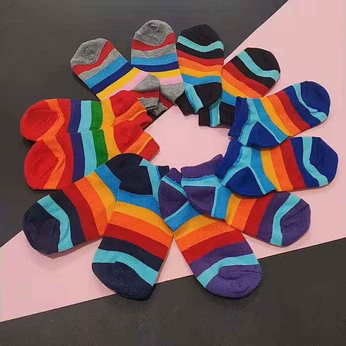 جوراب بچگانه مچی طرح رنگین کمان جوراب پسرانه و دخترانه (جوجه شاپ)