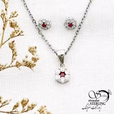 نیمست نقره گلریز با نگین قرمز کد 13232