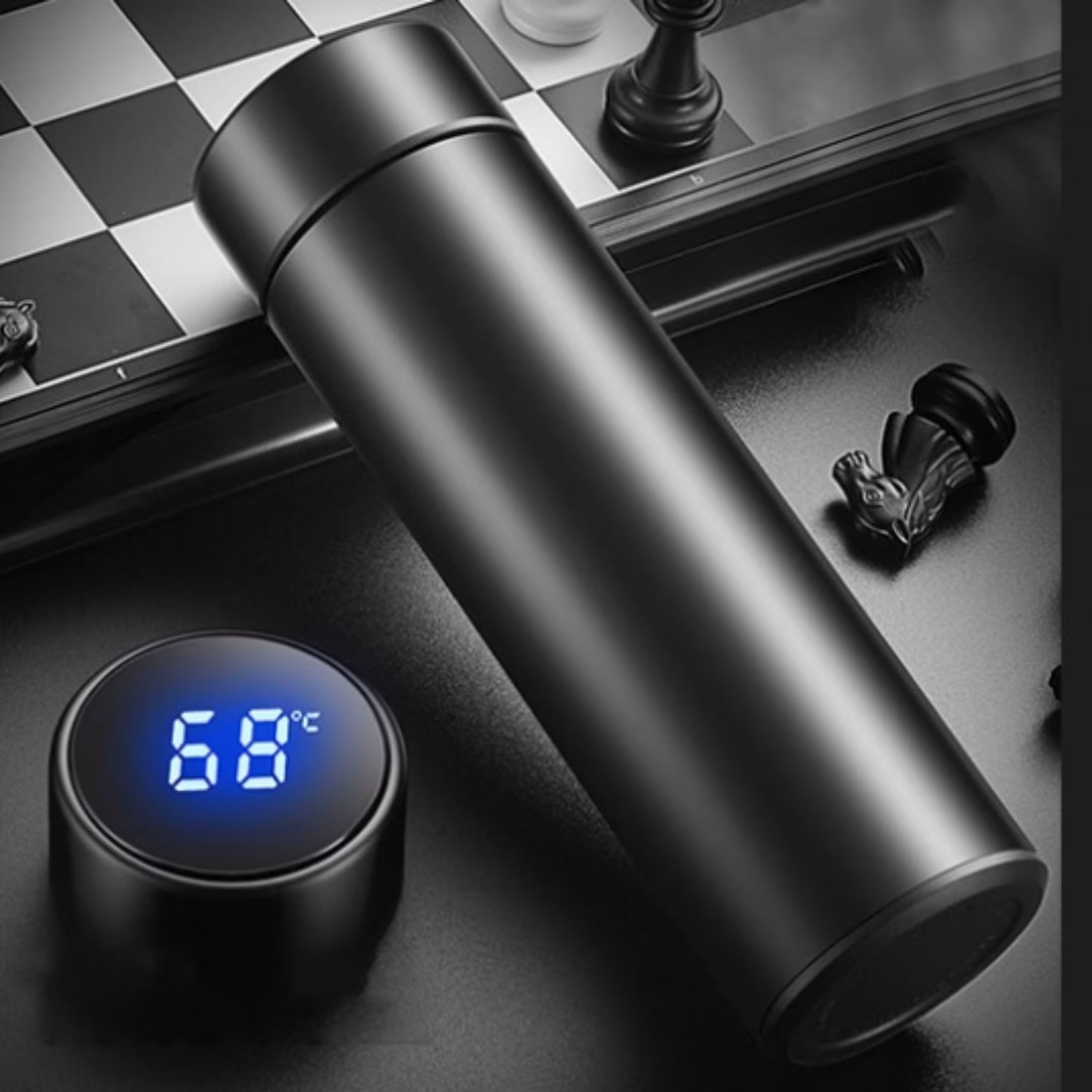 فلاسک دماسنج دار مشکی حجم 500ml ضد آب با ضریب IPX7 کیفیت بالا دمنوش ساز