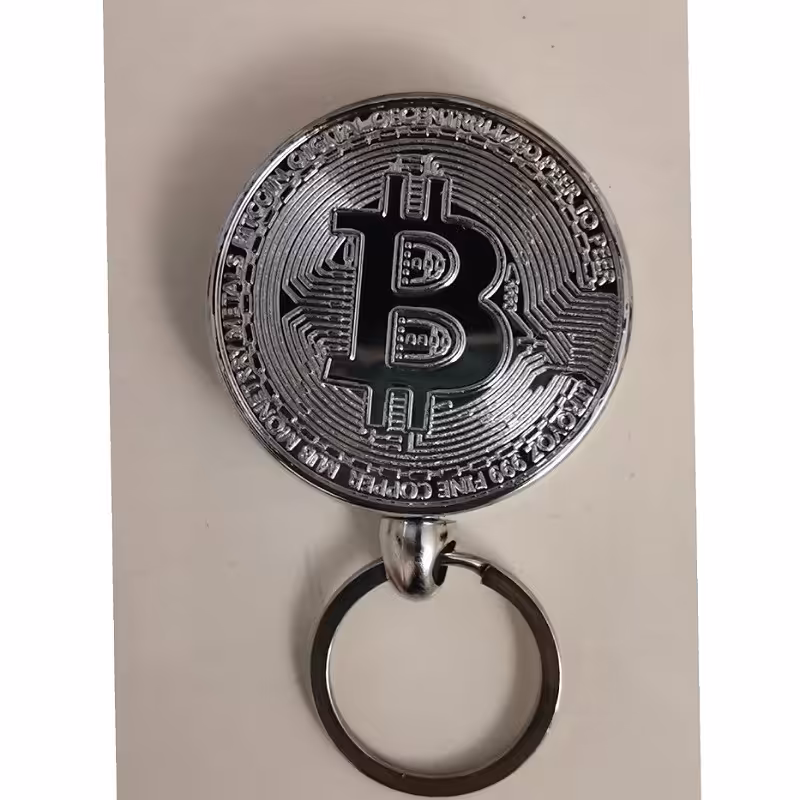 فندک جاسوییچی سکه ای گازی شعله المنتی بیت کوین بسیار زیبا  خوش دست 
