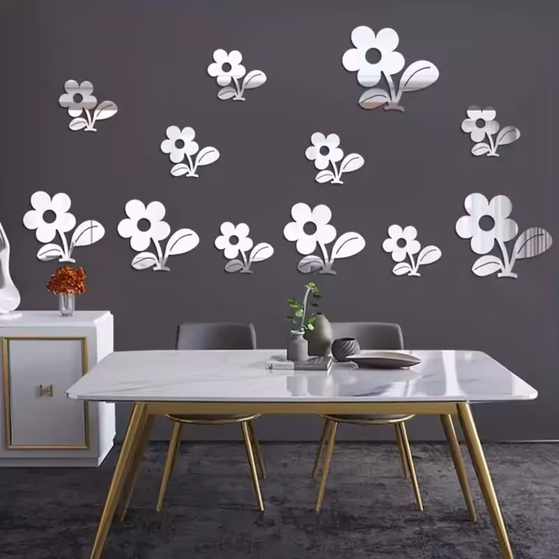 اینه دکوراتیو مدل گل مجموعه 12 عددی