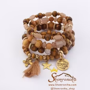 پک دستبند مهره 4تکه آویز پروانه ستاره و ریش BNG218M4