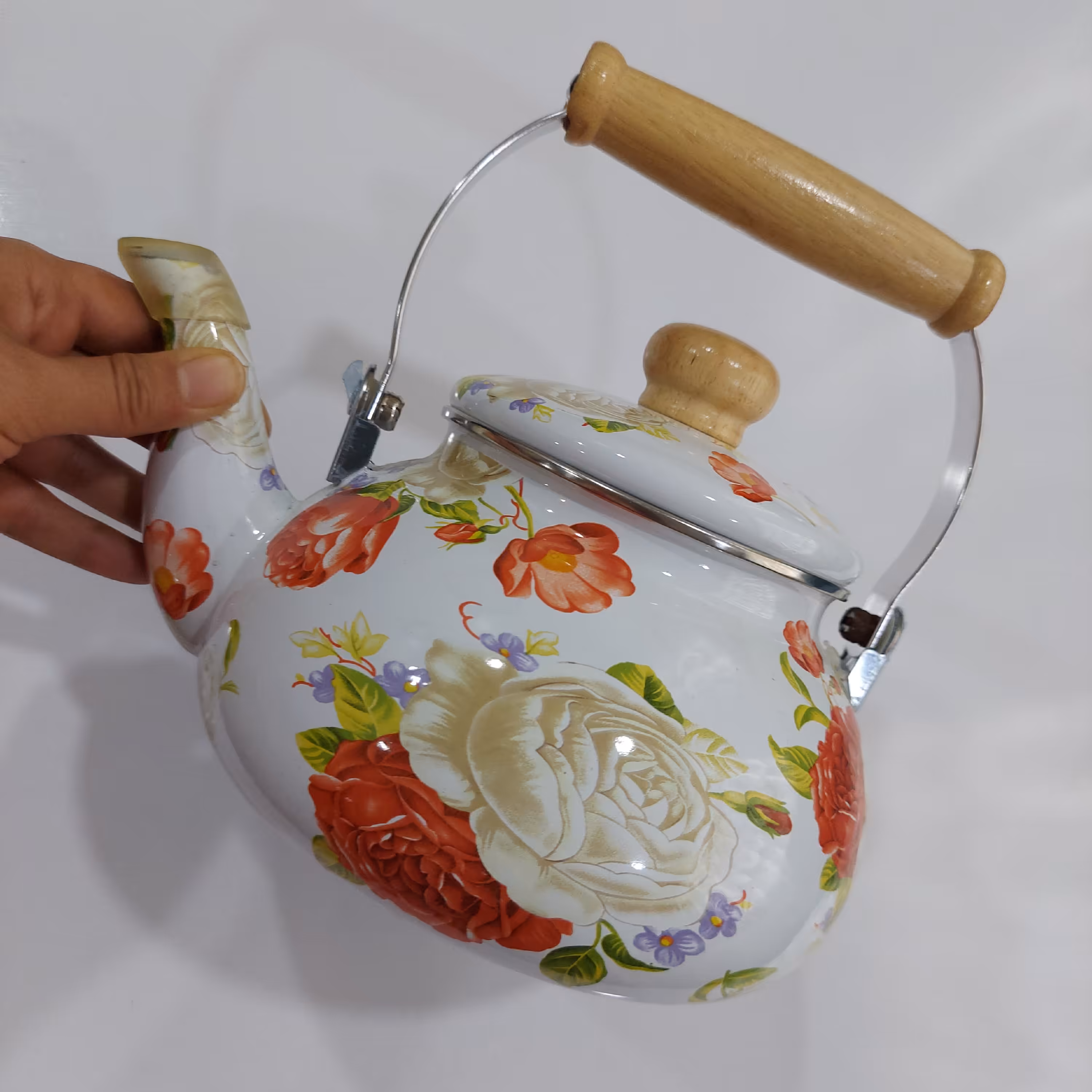 ست کتری لعابی  و قوری چینی طرحدار گلی ارسال رایگان به سراسر ایران 