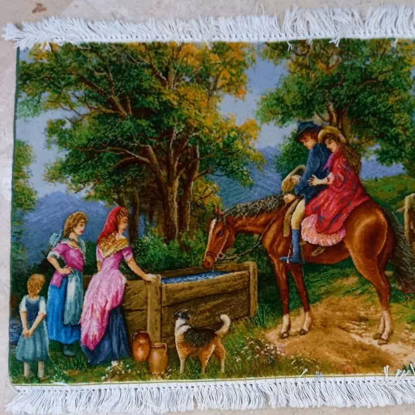 فرش دستباف طرح منظره طبیعت انگلیسی