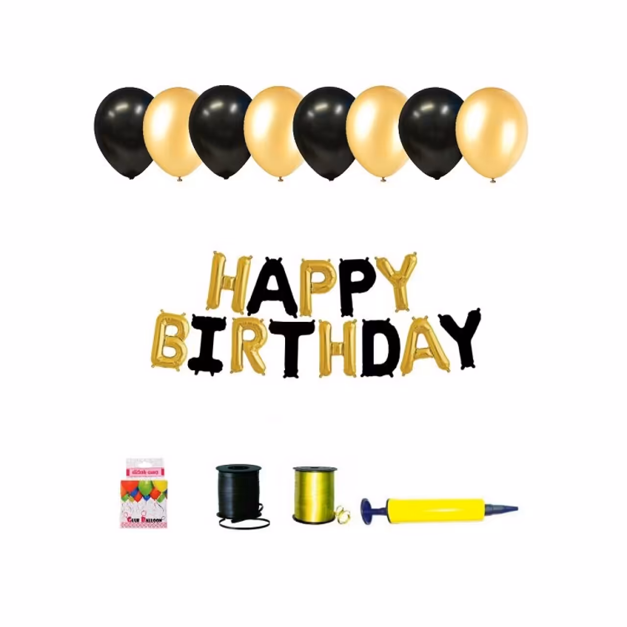 پک کامل بادکنک آرایی و تم تولد طلایی و مشکی