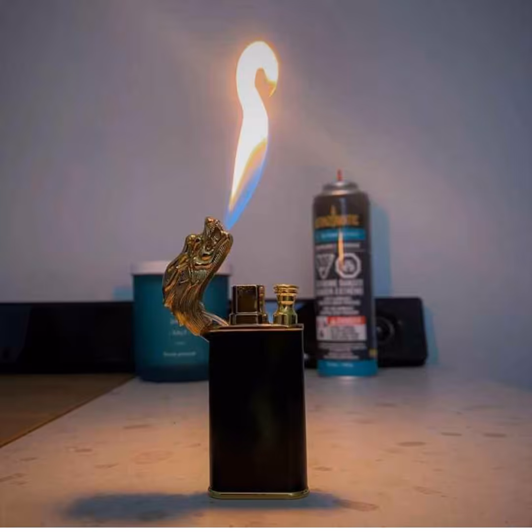 فندک مدل اژدها دو شعله فلزی با قابلیتwindproof