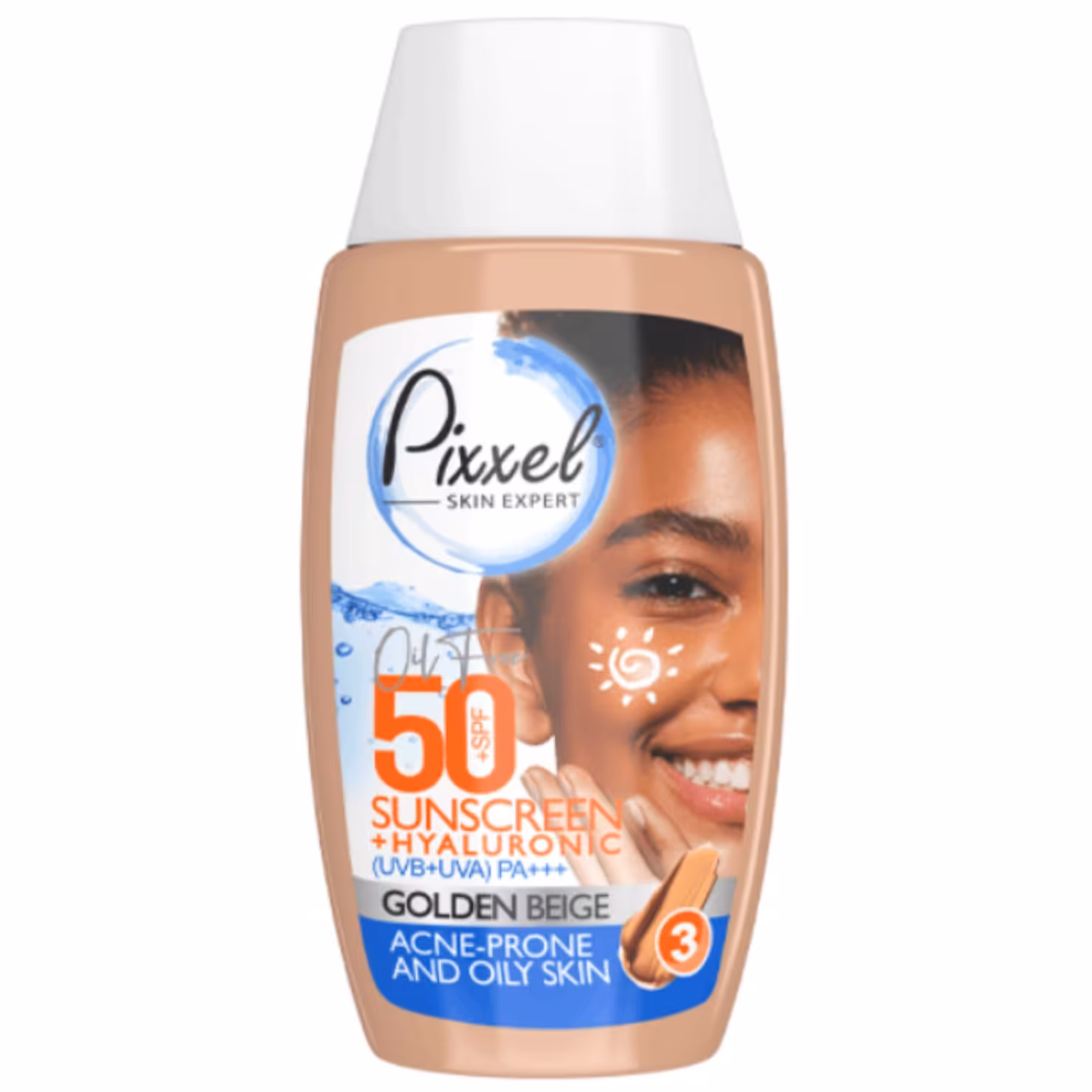 کرم ضدآفتاب رنگ بژ طلایی مناسب پوست جوشدار و چرب پیکسل