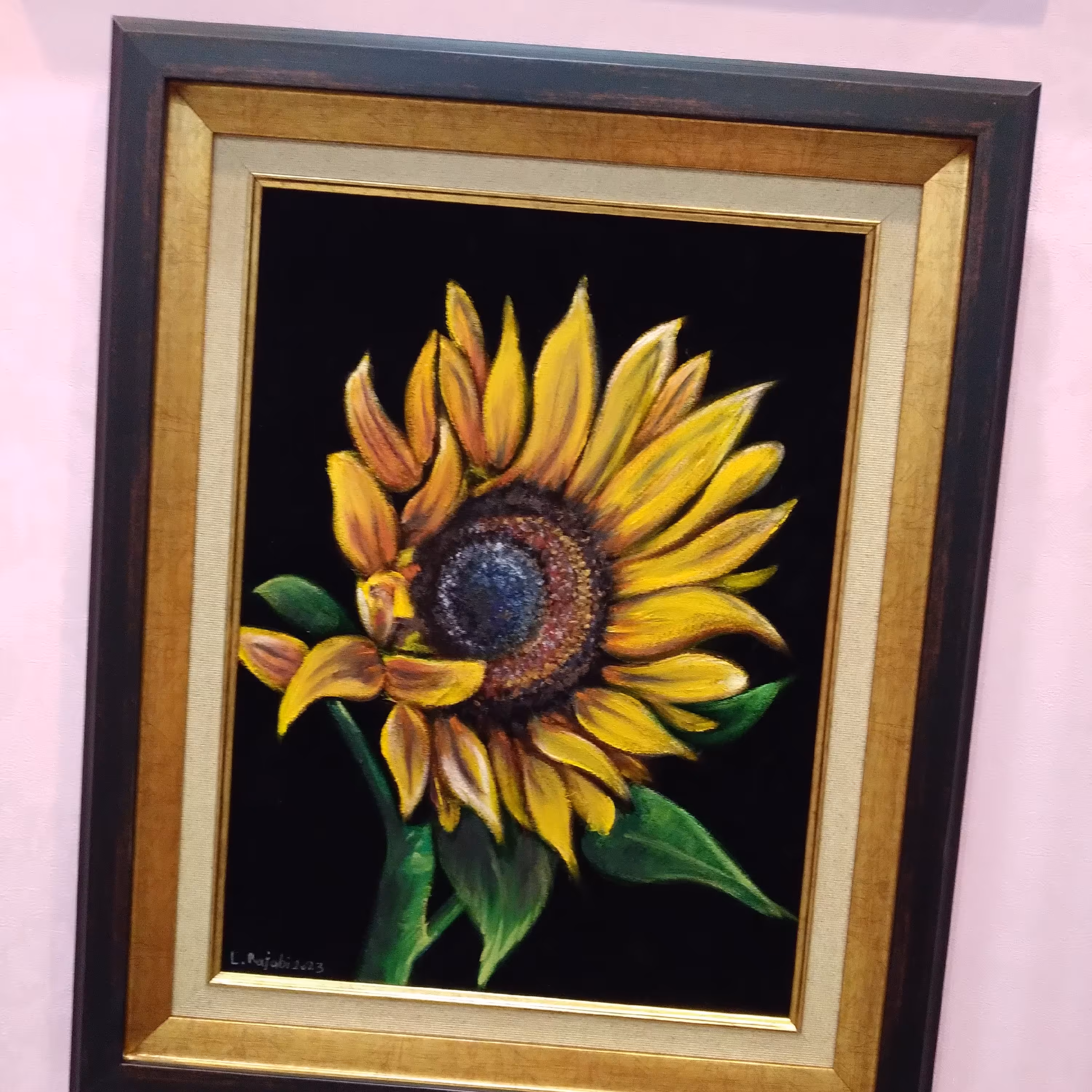 تابلو نقاشی رنگ روغن گل افتابگردان