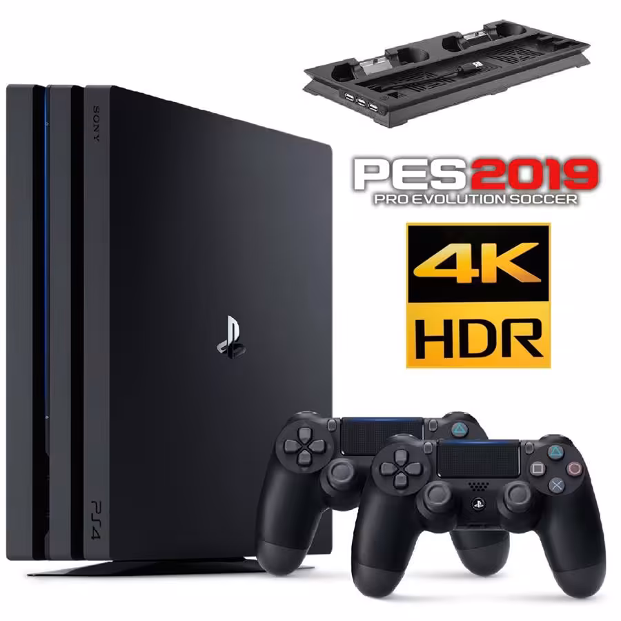 کنسول بازی سونی پلی استيشن 4 پرو ریجن 2 کد CUH-7216B با حافظه 1 ترابایت به همراه دسته اضافه و پایه فن وبازی  پی اس 19