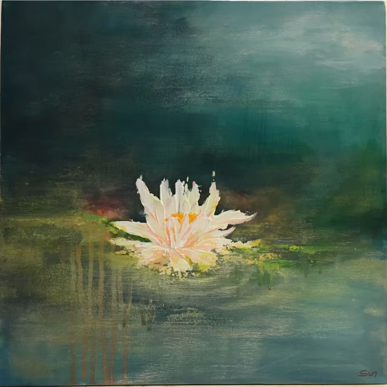 تابلو نقاشی آبستره طرح نیلوفر