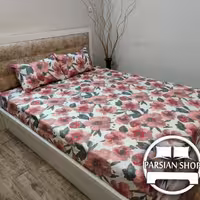 نیم ست ملحفه کشدار خوشخواب  طرح گل نارنجی دونفره  3 تکه نخی