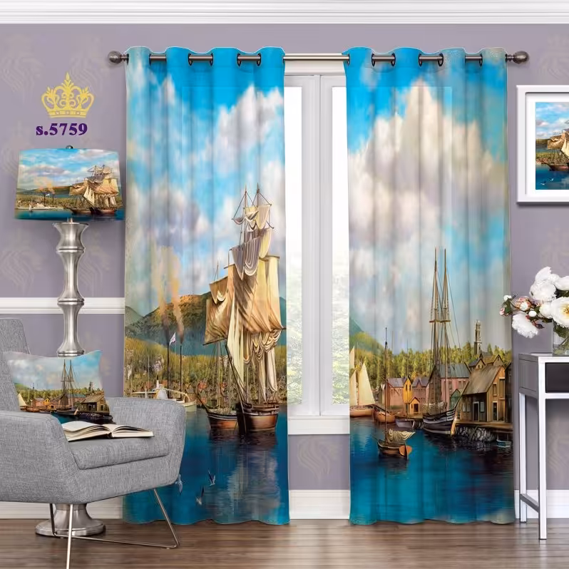 پرده پذیرایی دو قواره طرح منظره کد S5759