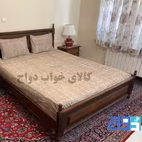 نیم ست کشدار تشک دونفره مدل پتینه پارچه تترون (نسکافه ای) عرض180