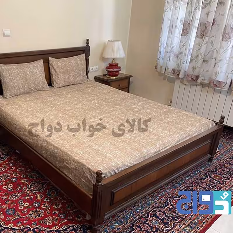 نیم ست کشدار تشک دونفره مدل پتینه پارچه تترون (نسکافه ای) عرض180