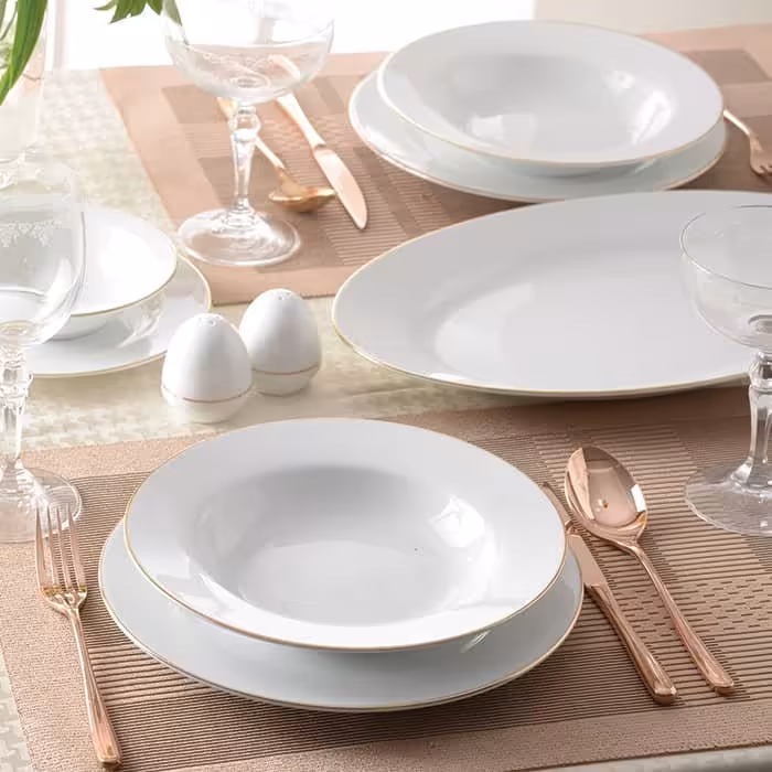 سرویس 28 پارچه 6 نفره چینی زرین آرایه لب طلا زرین و سمن لب طلایی و رزگلد