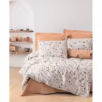 ست ملحفه کاتن باکس مدل Minimal Oniks Karamel تک نفره 3 تکه