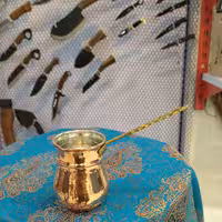 قهوه جوش مسی دسته برنجی سایز 1