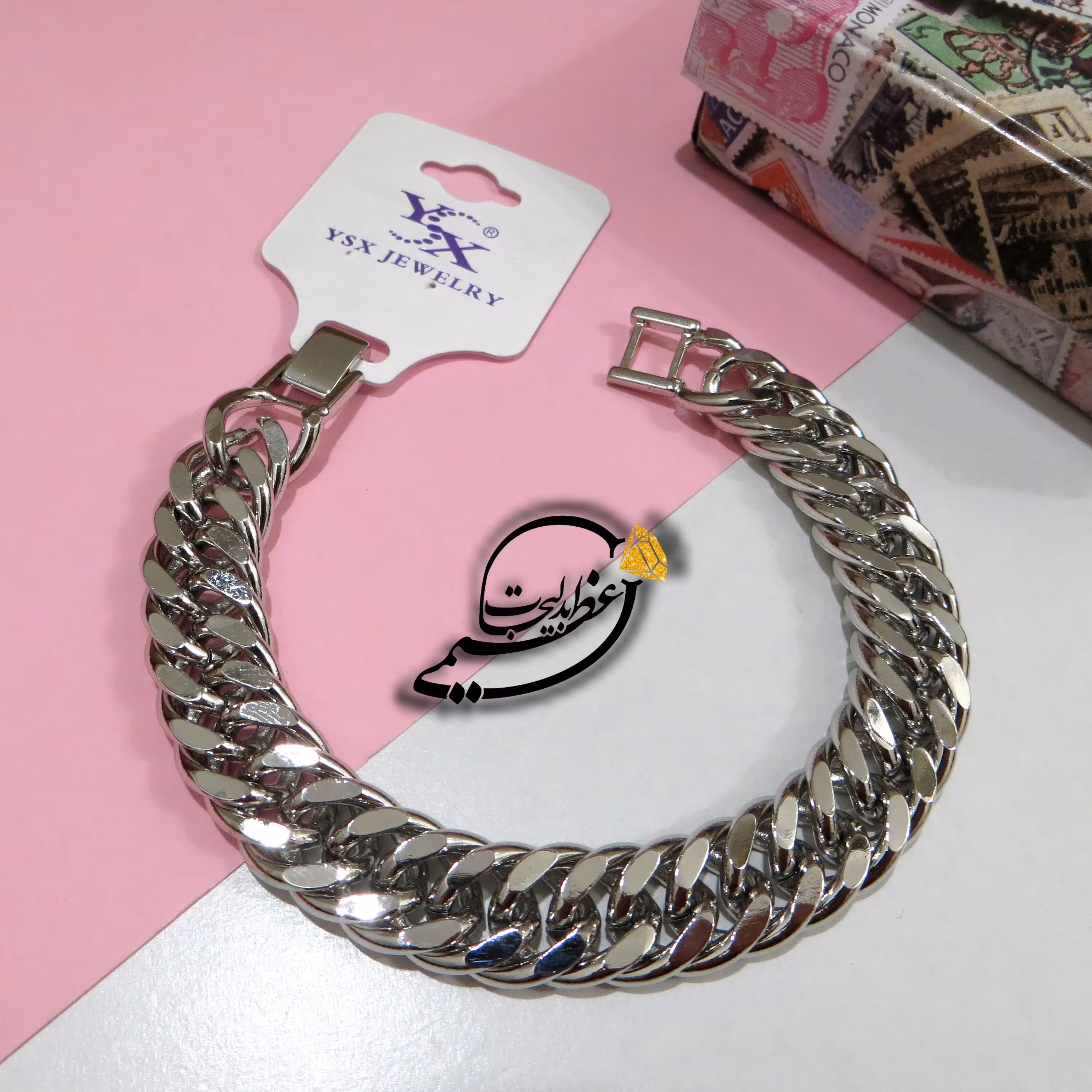 دستبند کارتیر برند YSX از جنس مس و روکش رادیوم رنگ ثابت بسیار با کیفیت نقره ای کد 853