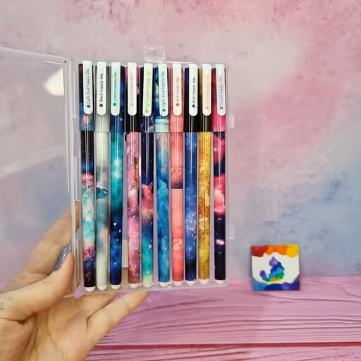 روان نویس 10 رنگ پک 10 عددی هپی دی طرح کهکشانی فضانورد