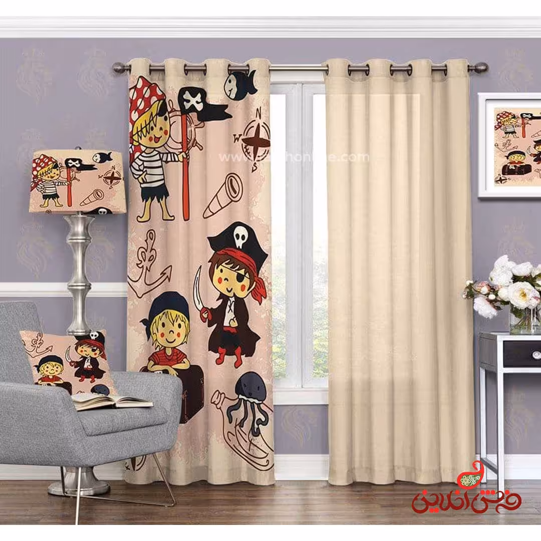 پرده 2عددی کودک طرح دزدان دریایی کد 3102