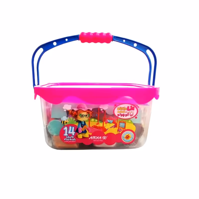 خمیر بازی 14رنگ سطلی صورتی لیا کوچولو 1025 آریا