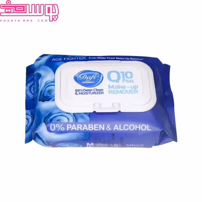 دستمال مرطوب پاک کننده آرایش مدل Q10 PLUS دافی 50 عددی