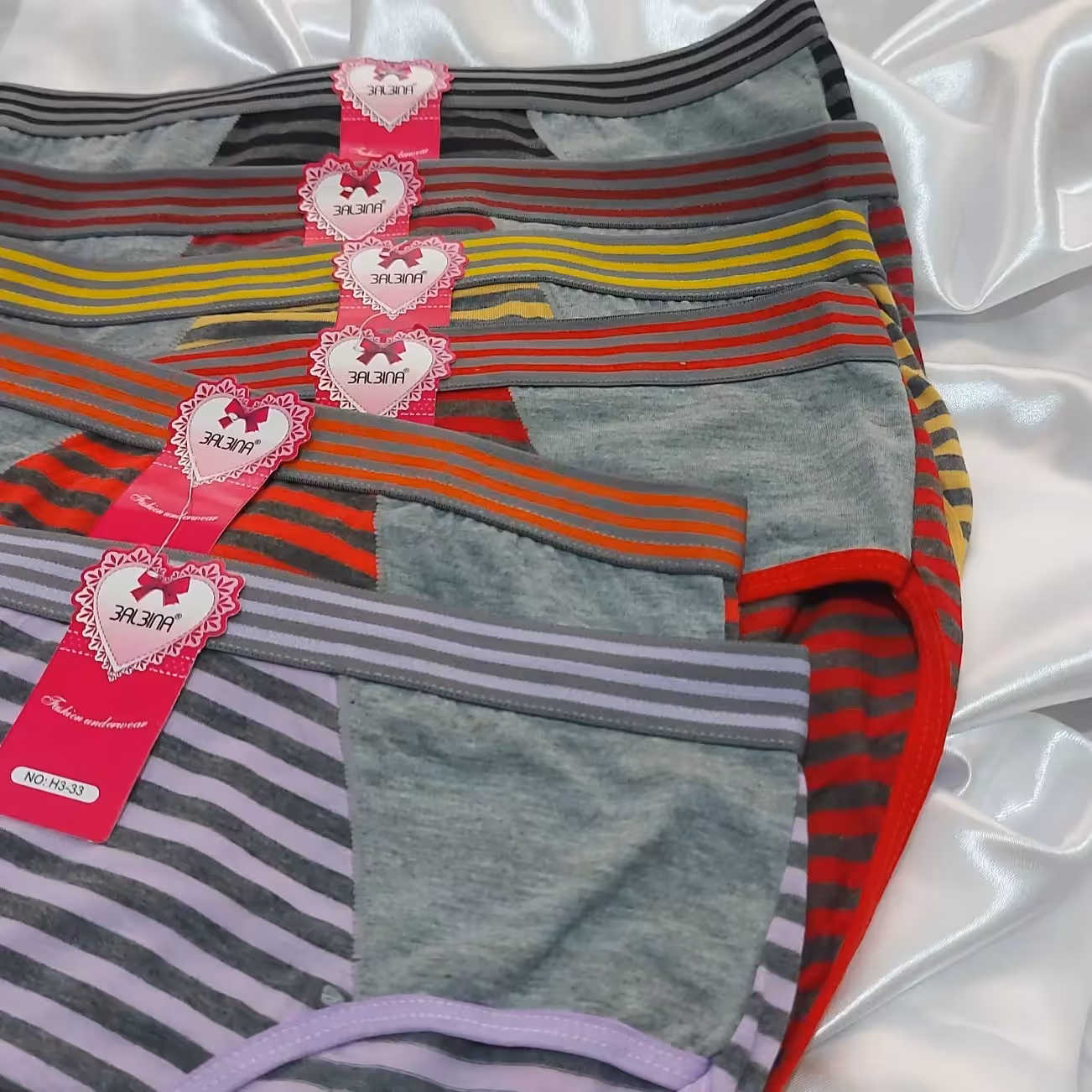 شورت نخی راه راه کمر کش پهن 