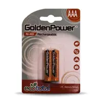 باتری نیم قلمی قابل‌ شارژ گلدن پاور مدل 900 Eco Total بسته‌ی 2 عددی