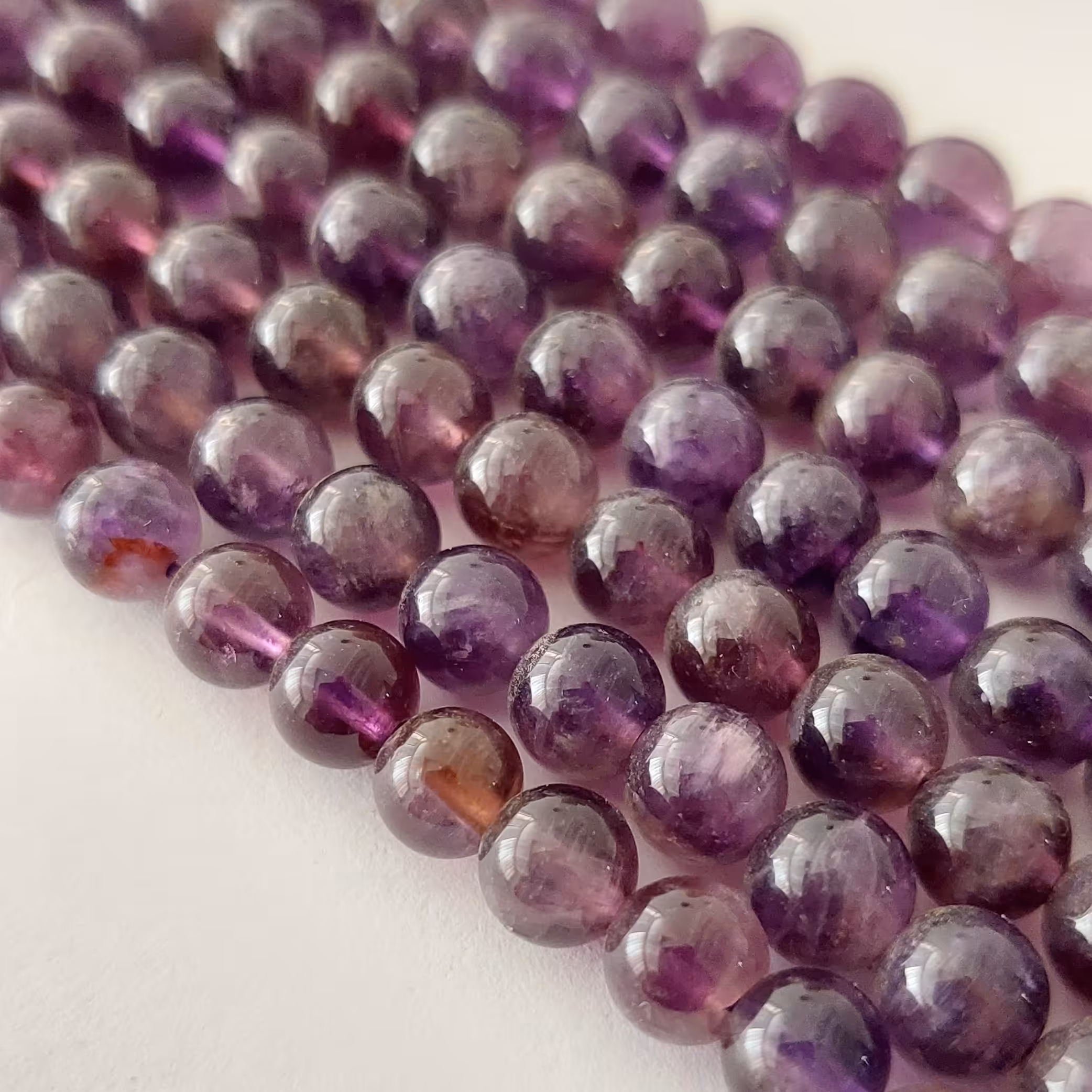 ریسه سنگ طبیعی آمیتیست قطر 6 میلیمتر  ریسه 60 عددی