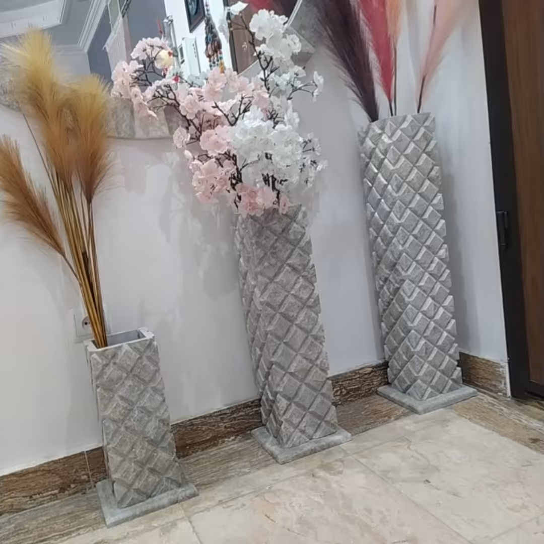 گلدان سنگی تمام سنگ طبیعی ، شیک و مدرن سایز متوسط 