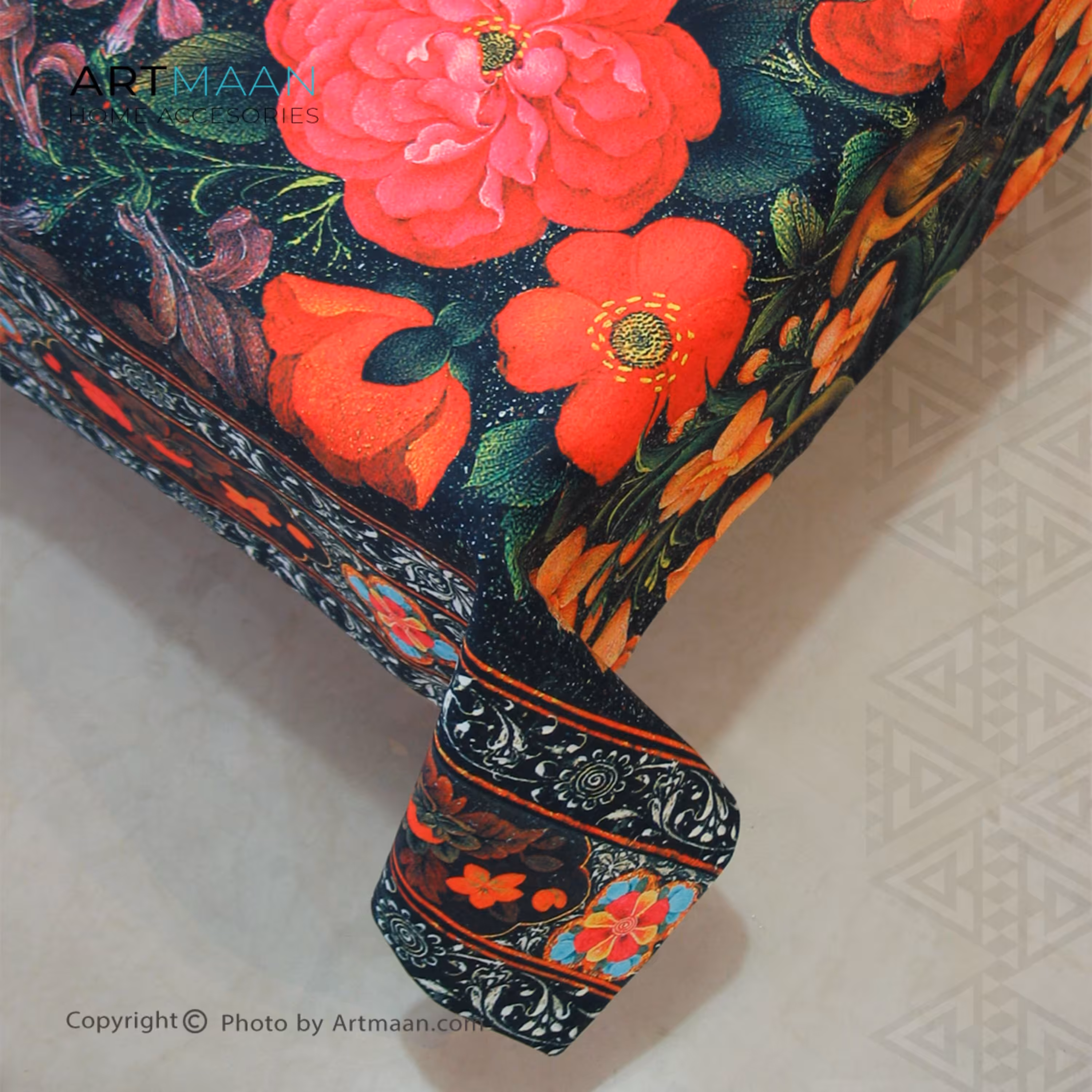 رومیزی مخمل  100x100 طرح مرغ بهاری آرت مان