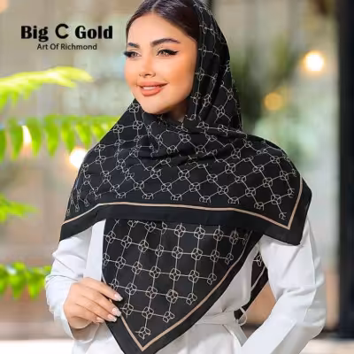 روسری مشکی حریر نخ قواره 110