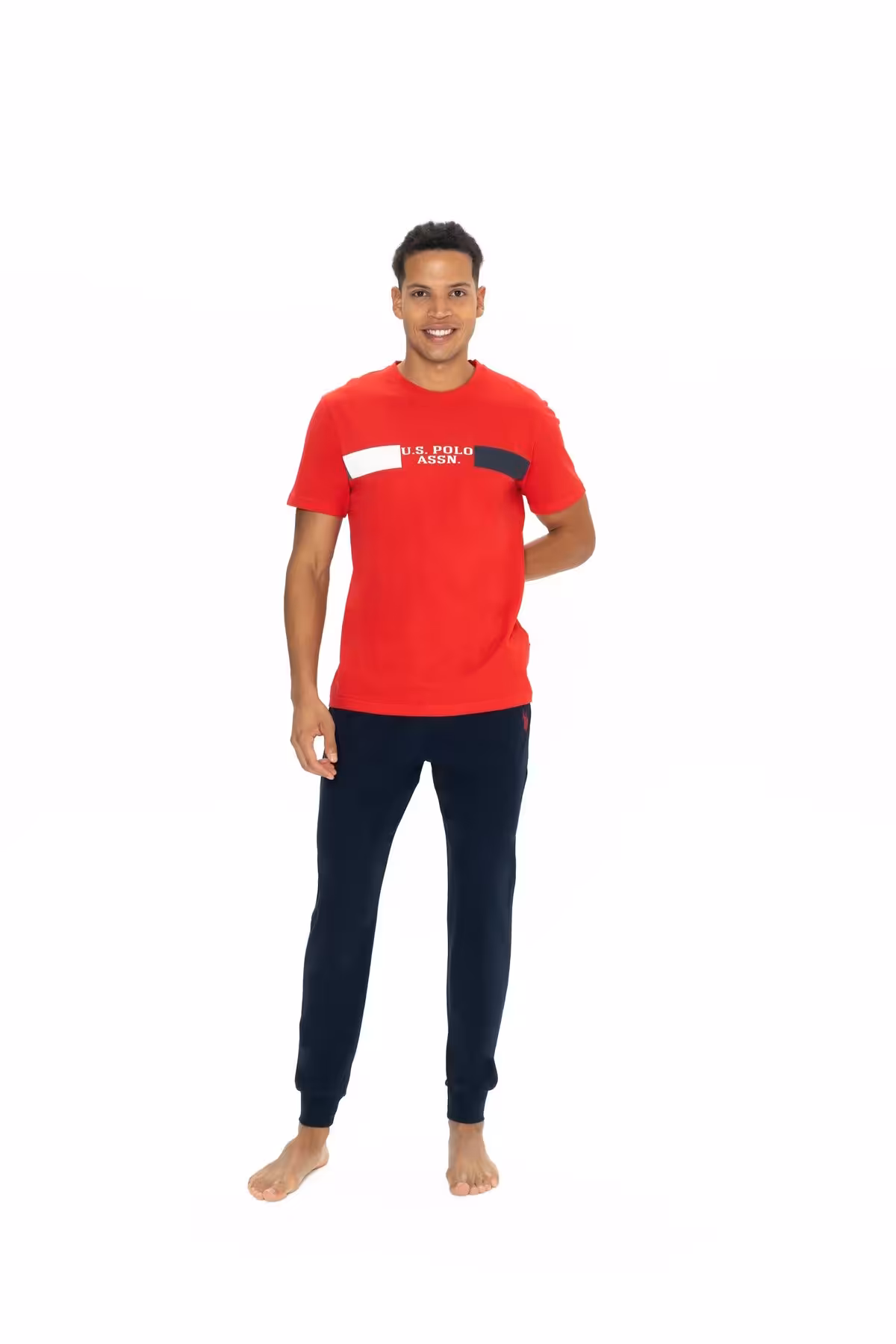 ست پیژامه قرمز مردانه پایه چوگان ASSN. لباس خواب تایر BCP1. U.S. Polo Assn.