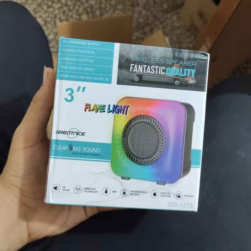 اسپیکر gts 1373 خوش صدا با رقص نور رنگ بنده مشکی تیره 